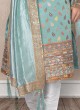 Designer Powder Blue Color Raw Silk Sherwani